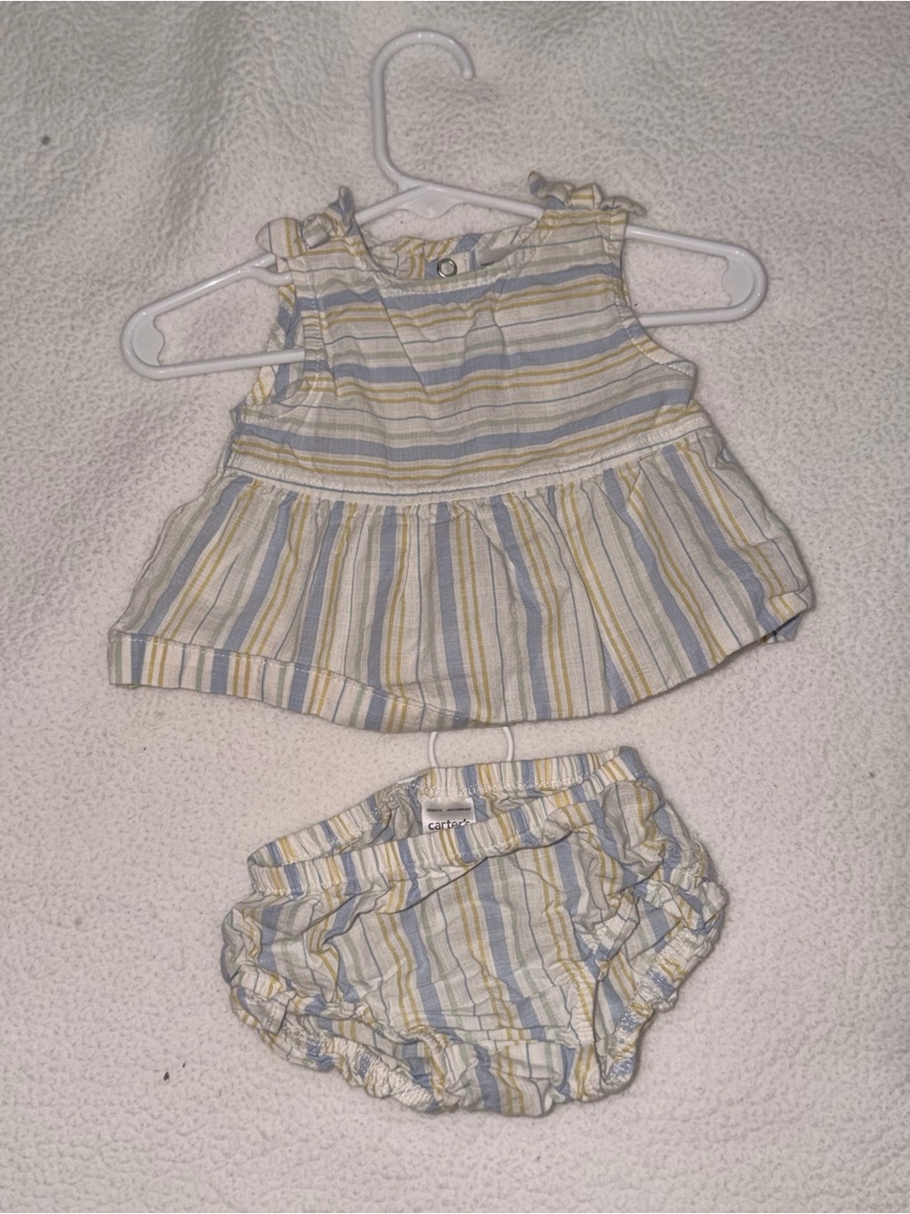 Carter's Blue, Yellow & Cream Striped Baby Girl Diaper Cover Set